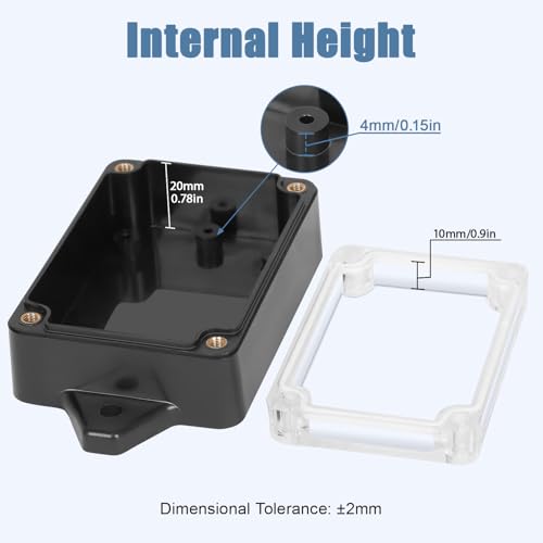 Junction Box with Clear Cover IP65 Waterproof ABS Plastic Universal Project Box with Fixed Ear, Black 3.2"x 2.2"x 1.3"(83x58x33mm)(Pack of 2) - color: 2 packs, size: 3.2"x 2.2"x 1.3"