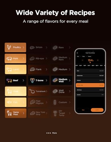 Govee Bluetooth Meat Thermometer Digital with Smart App Timer and Alerts | 2 Probes, 230ft Bluetooth Range, Smart LCD Backlight, Free Data Storage, Grill Thermometer for Cooking Turkey, Beef, Fish