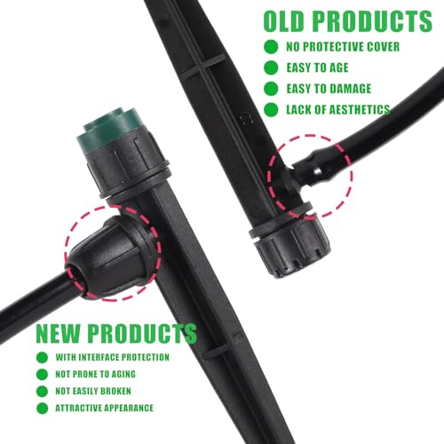 Drip Irrigation Emitters Sprayers for 1/4" Tubing, Adjustable 360 Degree Water Flow Sprayer on 5.5" Arrow Stake,with 1/4" Locked Tee for Watering System(30Pcs Sprayers and 30Pcs Tee) - style: 30Pcs Sprayers and 30Pcs Tee