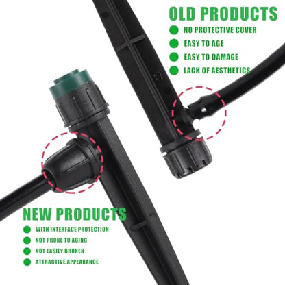 Drip Irrigation Emitters Sprayers for 1/4" Tubing, Adjustable 360 Degree Water Flow Sprayer on 5.5" Arrow Stake,with 1/4" Locked Tee for Watering System(30Pcs Sprayers and 30Pcs Tee) - style: 30Pcs Sprayers and 30Pcs Tee