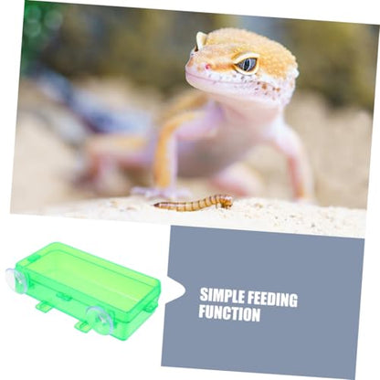 HANABASS Reptile Feeder Bowl Suction Cup Food Dish for Bearded Dragon Gecko Snake Insect Water Feeder - color: Light Green, size: 9.00X6.00X3.50CM