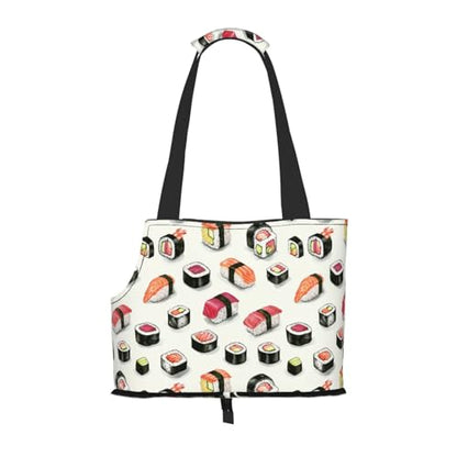 Small Pet Carrier Purse Bag, Sushi and Sashimi Print Shoulder Bag for Dogs Cats, Puppy Tote Travel Handbag - color: Sushi And Sashimi