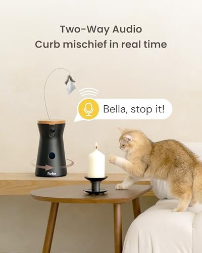 Furbo 360° Cat Camera [No Monthly Fee] | 360° Rotating Live View, Meowing Alerts, Treat Toss, 2-Way Audio, Night Vision, Smart Home Kitten Monitoring, No AI Alerts - style: Cat 360° Camera