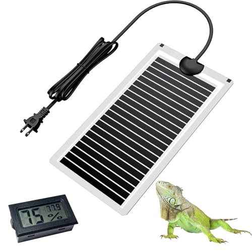 Hamiledyi Reptile Heat Pad Heating Pad Under Tank Hermit Crab Heater Hygrometer Thermometer Heat Mat for Lizard Snake Gecko Turtle Frog Spiders (14W)