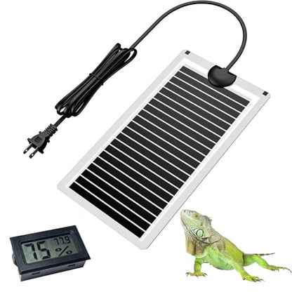 Hamiledyi Reptile Heat Pad Heating Pad Under Tank Hermit Crab Heater Hygrometer Thermometer Heat Mat for Lizard Snake Gecko Turtle Frog Spiders (14W)