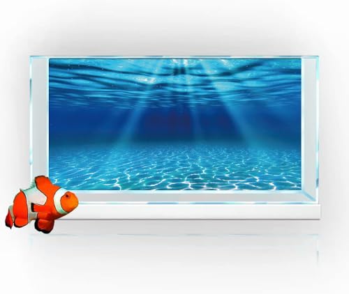 Natural Undersea Aquarium Background, Underwater Ocean Sunlight Fish Tank Background 24X12IN with 8 EVA Double-Sided Tape - color: Ocean, size: 24X12in/60X30cm