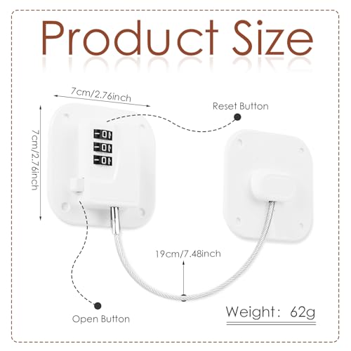 Refrigerator Lock, Combination Lock for Refrigerator Cabinets, Drawers, Heavy Duty Fridge Lock, Easy Install No Keys Needed (White-2Pack) - color: White-2Pack