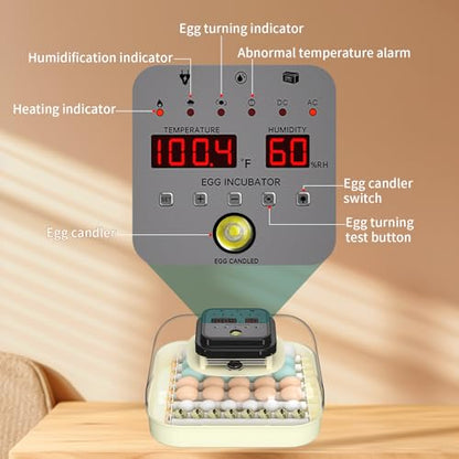 35 Chicken Egg Incubator, Quail Incubator with Humidity Control | Incubator for Hatching Eggs, Automatic Egg Turning, Egg Candler, Humidity Display, incubadora de huevos de gallina