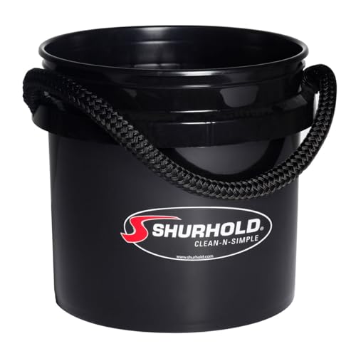 SHURHOLD 3.5 Gallon Heavy-Duty World's Best Rope Handle Molded Plastic Bucket, for Boats, Cleaning, Fishing, Storage, and Refuse - Black - color: Black, size: 3.5 Gallon