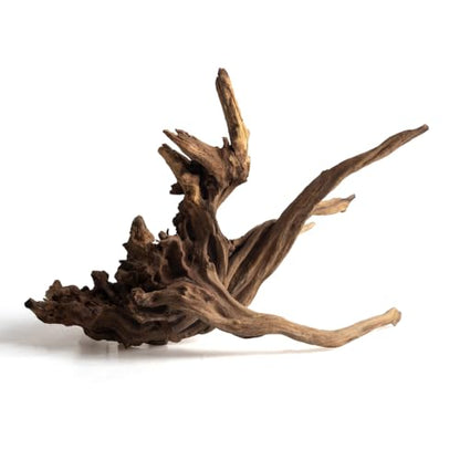 emours Natural Aquarium Driftwood, Horizontal Root Style Wood for Fish Tank Decor, Unique Driftwood for Aquascape, Terrarium and Reptile Display (8-12" (20-30 cm)) - size: 8-12" (20-30 cm)