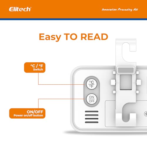 Elitech Fridge Thermometer Hygrometer Digital Freeze Refrigerator Thermometer Waterproof Large LCD Display TM-2TH - size: Thermo-hygrometer