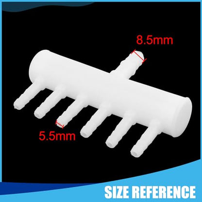 Air Control Valves, 6 Outlet Plastic Pond Pump Manifold Air Divider Valve for Aquarium Fish Tank, 0.22inch Dia (White)