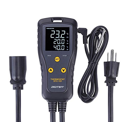 Temperature Controller Heat Mat Thermostat Outlet DTC101 Temperature Controlled Outlet Greenhouse Thermostat Aquarium Temperature Controller Reptile Thermostat Heating Cooling Mode 110V 10A