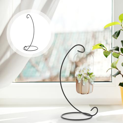 VORCOOL Spiral Ornament Display Stand Iron Hanging Stand Rack Holder for Hanging Glass Globe Air Plant Terrarium Witch Ball Christmas Ornament and Home Wedding Decoration (Black, 23X10X10CM)