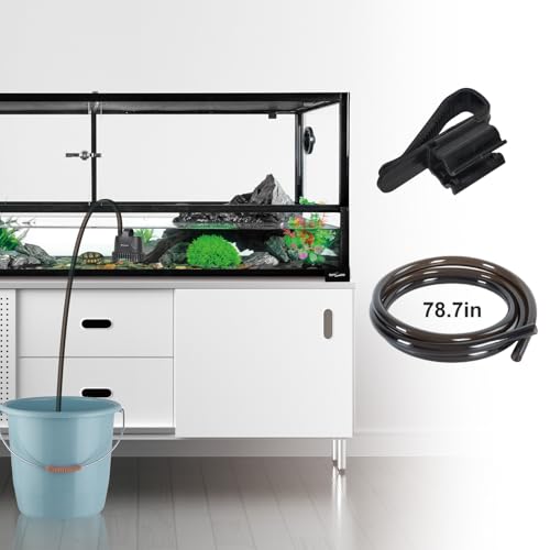 REPTIZOO Low Water Level Drain Pump, 243GPH 26W Submersible Drain with Bottom Suction, Flow Adjustable Bottom-draw Water Pump for Turtle/Fish/Paludarium Tanks
