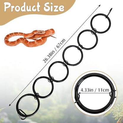 Snake Climbing Chain Toys Ball Python Climbing Toys Corn Snake Enrichment Toy Reptile Tank Decor Accessories for Garter Snakes Gecko Lizard Iguana Chameleon (6 Rings) - size: 6 laps