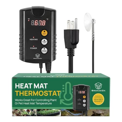 Digital Seedling Thermostat Temperature Controller for Heat Mats, 1000W ETL Listed – Precise Temperature Control for Seed Germination, Reptiles & Brewing (Heat Mat Not Included)