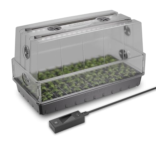 AC Infinity Humidity Dome, Heavy Duty Germination Kit with Full Spectrum LED Grow Light Bars, Sturdy Drip Tray, and 6x12 Cell Seedling Tray, for Indoor Gardening, Seed Starting, Cloning Plants | Samsung LM301H EVO Diodes, 3mm Thickest Dome and 6x12 Trays,