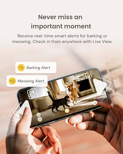 Furbo Mini 360° Pet Camera [No Monthly Fee] | Clear 2K QHD Video, 360° Rotating View, Barking/Meowing Alerts, 2-Way Audio, Color Night Vision, Pet Monitoring, No AI Alerts - style: Mini 360° Camera