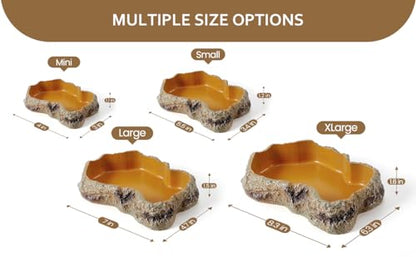 Reptile Food Water Resin Rock Bowls Lizard Gecko Worm Feeding Dish Mini | Amphibian Feeder Bowl Terrarium Decor for Bearded Dragons, Chameleon, Leopard Gecko Frog Snake Hermit Crabs Turtle Spider Pet - size: Mini