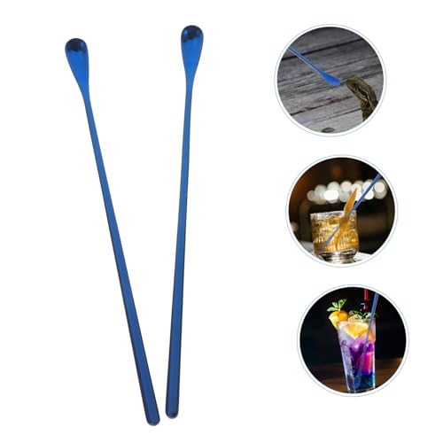 BESPORTBLE 2pcs Versatile Small Animal Feeding Spoon Long Handle for Reptile Accessories - color: Blue