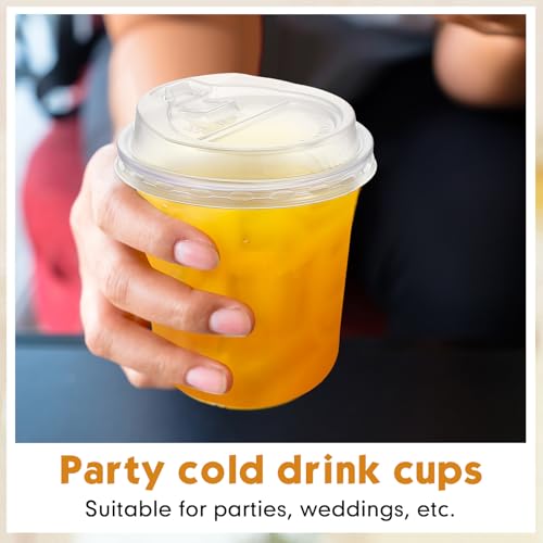 Baderke 100 Sets 12 oz Clear Plastic Cups with Lids,Sturdy Iced Coffee Cups with lids, Disposable Plastic Smoothie Cup for Cold Drinks - size: 12oz