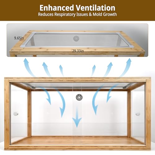 50 Gallon Bamboo Reptile Enclsoure,36"x16"x18" Bearded Dragon Tank Also for Ball Python,Snake,Gecko,Turtle with Sliding Door Top Screen Ventilation,Stackable Large Reptile Terrariums - size: 36"x16"x18"