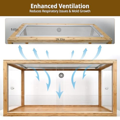 50 Gallon Bamboo Reptile Enclsoure,36"x16"x18" Bearded Dragon Tank Also for Ball Python,Snake,Gecko,Turtle with Sliding Door Top Screen Ventilation,Stackable Large Reptile Terrariums - size: 36"x16"x18"