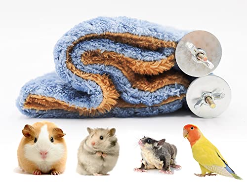 Fleece Winter Warm Rat Hammock, Double Layer Hanging Birds Nest Bed with Warm Fleece, Bird Cage Stand Perch, Hideaway Cave Tent, Sleep Bed Cage Accessories for Rat, Guinea Pig, Chinchilla (Blue) - color: Blue