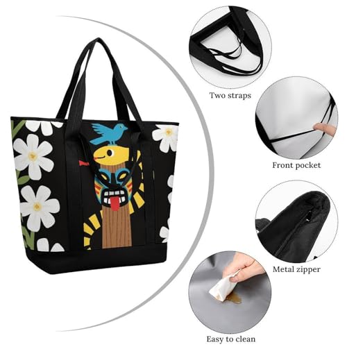Snake River Totem Insulated Cooler Bag Reusable Grocery Tote Bags Transport Large Lunch Purser for Work Picnic Hiking
