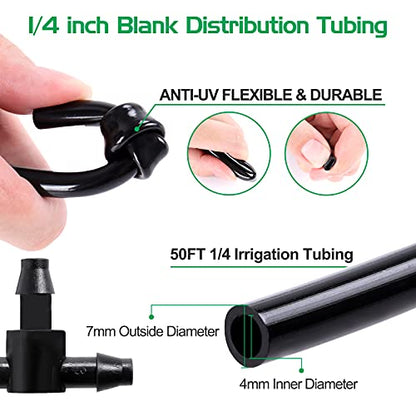MIXC Irrigation System Greenhouse Watering Systems 1/4 INCH 50FT DIY Auto Drip Irrigation Kit Garden Accessories Automatic Irrigation Equipment for Plants/Lawn - size: 50FT