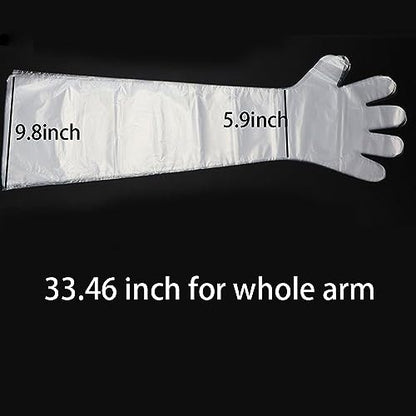 50PCS Disposable Gloves, Long Sleeve Gloves, Cow Examination, Cleaning, Hunting, Field Dressing and Gardening Glove