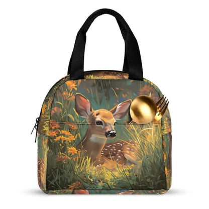 Rustic Deer And Flower Lunch Bag for Women Men | Insulated Lunch Box Leakproof Food Meal Containers Reusable Foldable 6L Capacity Lunch Tote Bags for Work Picnic Travel - color: style-18
