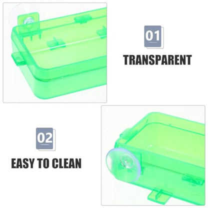 FRCOLOR Reptile Food Bowl and Water Dish with Suction Cups, Large Green Plastic Insect Feeder for Bearded Dragon, Gecko, Chameleon, and Lizard Tank Accessories