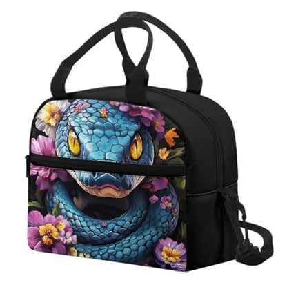 Cool Snake Lunch Box for Boys Lunch Bag Portable Lunchbag Reusable Lunchbox Travel Lunch Boxes with Shoulder Straps Student Picnic Lunch Containers - color: Cool Snake