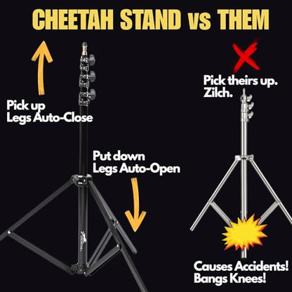 2-Pack Cheetah Stand C8 Auto-Light Stand 8Ft Tall, 6ft Max Weight for Video Lights, Photography and Portraits.