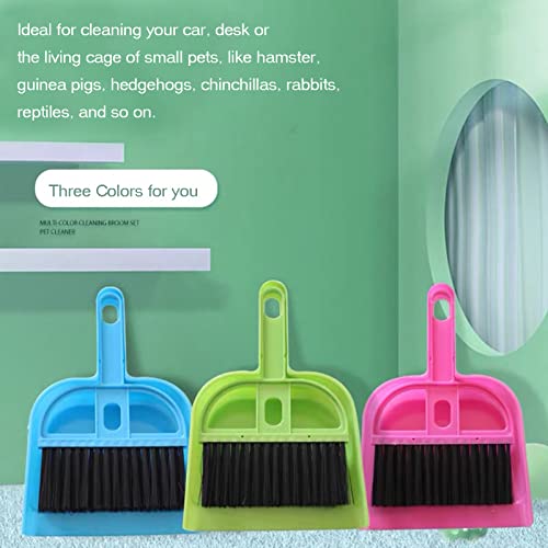 SEIS 3 Pack Hamster Mini Dustpan and Broom Set Guinea Pig Classical Besom Chinchillas Sweeper Cavy Cage Clean Hedgehogs Scooper for Small Animal (Blue) - color: Blue