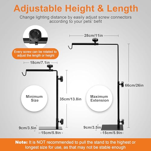 Simple Deluxe Reptile Lamp Stand Adjustable 14-26 inch Metal Bracket Floor Light Holder for Reptile Glass Terrarium Heating Light, Amphibian and Aquarium Tank - style: Lamp Stand S, New