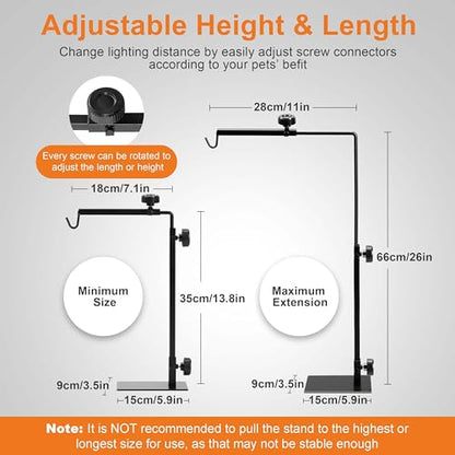 Simple Deluxe Reptile Lamp Stand Adjustable 14-26 inch Metal Bracket Floor Light Holder for Reptile Glass Terrarium Heating Light, Amphibian and Aquarium Tank - style: Lamp Stand S, New