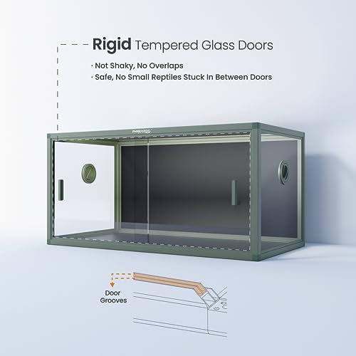 Stackable 50 Gallon Reptile Enclosure for Gecko, Juvenile Reptile | Optimal Ventilation & Light Penetration by Rust Proof Mesh Top, Easy Assembly within 6 Steps with Clear Instruction - color: Earthy Green, size: 50 Gallon