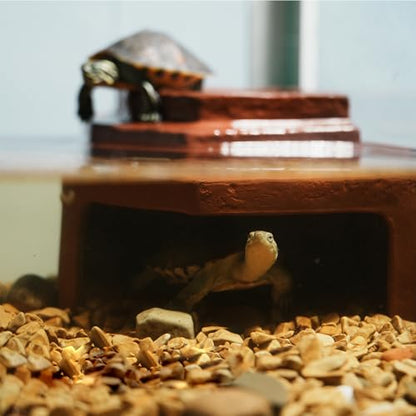 Reptile Habitat Décor Hideouts Basking Platform with Ramp for Aquatic Turtles Reptile Hide Cave Resting Terrace for Tortoise, Bearded Dragon,Leopard Gecko,Lizard