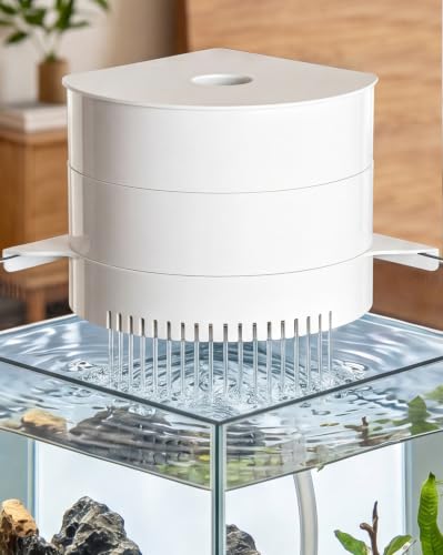 3-Tier Corner Aquarium Filter, Dry Wet Separation System, HOB Hang On Back, 10W / 158GPH Quiet Power Adjustable Flow Pump, Complete Bio Filter Media, Water Filter for 5-40 Gallon Fish & Turtle Tank