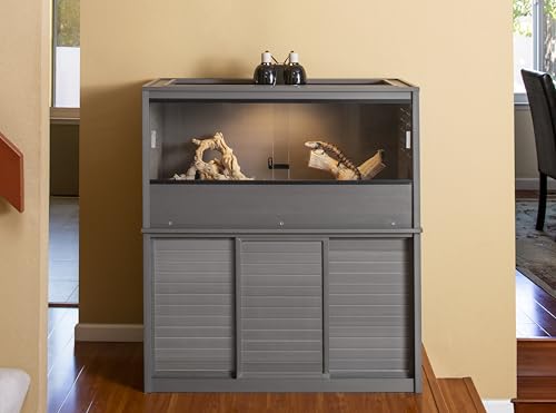 New Age Pet ECOFLEX Large Reptile Enclosure with Matching Cabinet Stand Set in Grey - color: Grey, size: Large