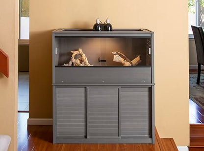 New Age Pet ECOFLEX Large Reptile Enclosure with Matching Cabinet Stand Set in Grey - color: Grey, size: Large