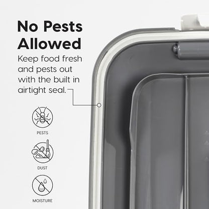 IRIS USA Dog Food Storage Container, 2-Pack, Up to 54 lbs, Gray/Dark Gray | Made in the USA, Comes w/ Wheels & 2-Cup Scoop, Airtight Seal, BPA-Free, Bird Seed, Cat food, Cat Litter, Multi-Pet Household - color: Gray/Dark Gray, size: 54 lbs - 2 Pack