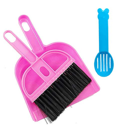 SEIS 3 Pack Hamster Mini Dustpan and Broom Set Guinea Pig Classical Besom Chinchillas Sweeper Cavy Cage Clean Hedgehogs Scooper for Small Animal (Pink) - color: Pink