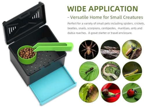Cricket Keeper - Multi Purpose Insect Habitat for Crickets | Dubia Cockroaches, breadworms, and Silkworms, with Ventilation and Breathability (No Assembly Needed) (black) - color: black