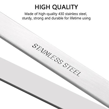 2 Pieces Fish Bone Tweezers, Stainless Steel Flat and Slant Tweezers Pliers Remover Tool (4.6")