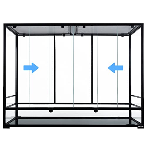 REPTI ZOO Large Glass Reptile Tank 48"x18"x36", 130 Gallon Vertical Reptile Terrarium with Front Opening Door & Ventilated Mesh, Paludarium Tank for Chameleon lizard Frogs Arboreal Reptiles Amphibians