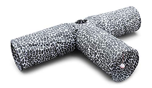 3 Way Cat Tunnel. Extra Large 12 Inch Diameter and Extra Long. A Big Collapsible Play Toy. Wide Pet Tunnel Tube for Rabbits, Kittens, Large Cats, and Dogs (Animal Print) - color: Animal Print